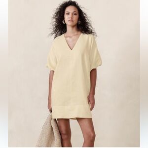 Banana Republic Livia Linen Mini Dress Size XS Pale Yellow Spring Summer Coastal